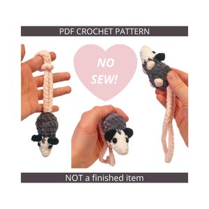Little Opossum Charm PDF Crochet Pattern, opossum amigurumi, no sew