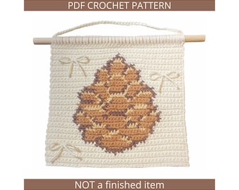 Pinecone Intarsia Crochet Wall Hanging, PDF download, nursery wall hanging, crochet tapestry