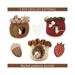 Hanging baskets, crochet patterns bundle