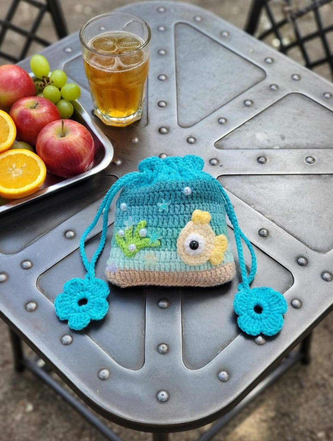 Sea Fish Drawstring Bag Crochet Pattern, Cute Ocean Pouch, Kawaii Style ...