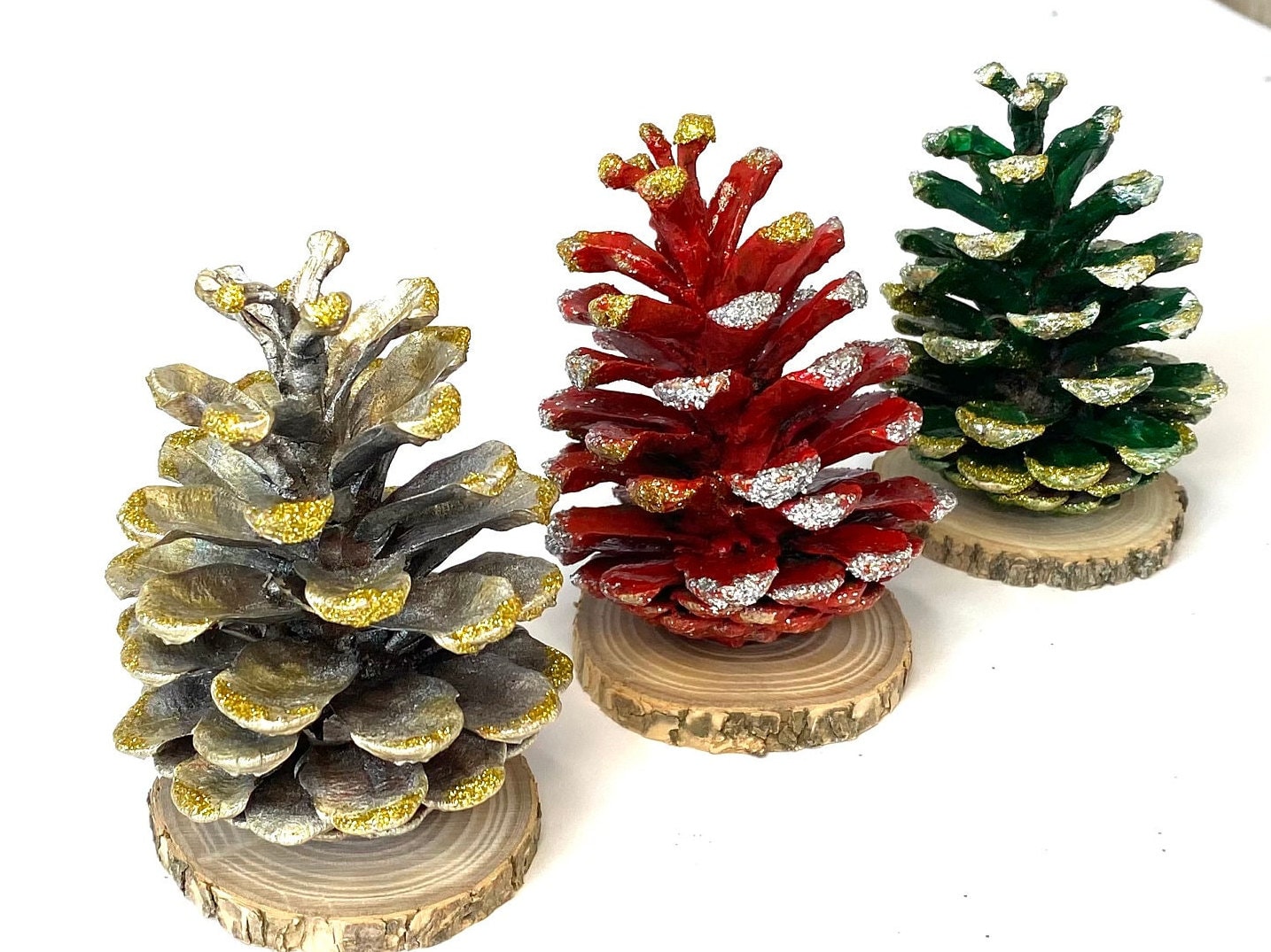 Pine Cones for Christmas Tree. Set of 10 Lovely Christmas Pine  Cones.holiday Decoration. Charming Set of Christmas Pine Cones.hanging  Decor. 