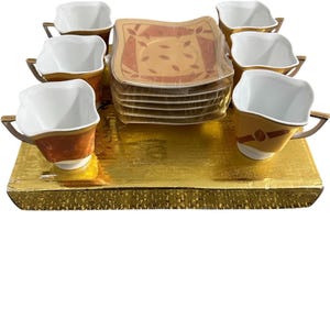 Vintage Fine Porcelain Yamasen Gold Plated Luxury Coffee Set of 12 Pieces Made in Japan collectibles Cup 1970 Year Unique Rare Amazing