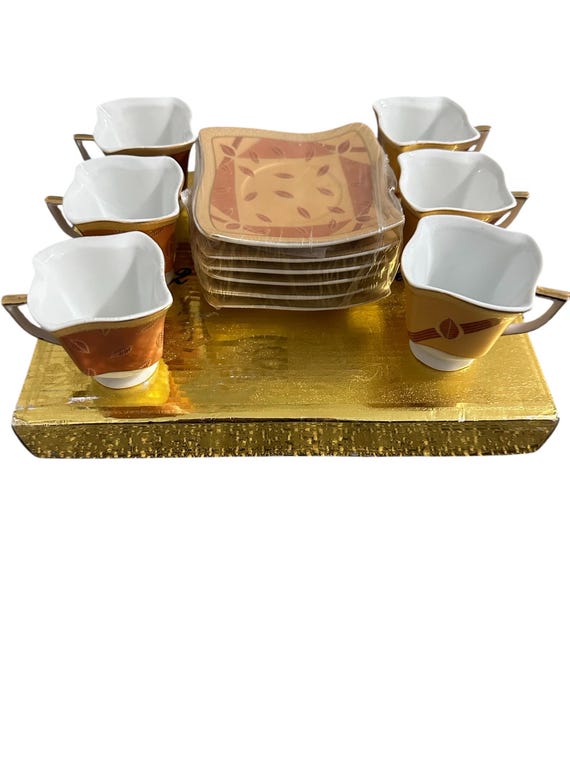 Vintage Fine Porcelain Yamasen Gold Plated Luxury Coffee Set of 12