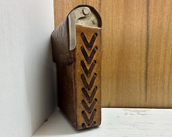 Estuche antiguo de cuero genuino para cigarrillos, de 1979, para coleccionistas, raro y antiguo.
