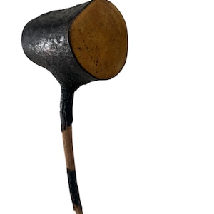 Antyczny, zabytkowy, drewniany irlandzki tarnina Blarney Shillelagh Head, celtycki kij, gałka do pałki, unikatowy, rzadki motyw wystroju pokoju, sztuka wystroju domu