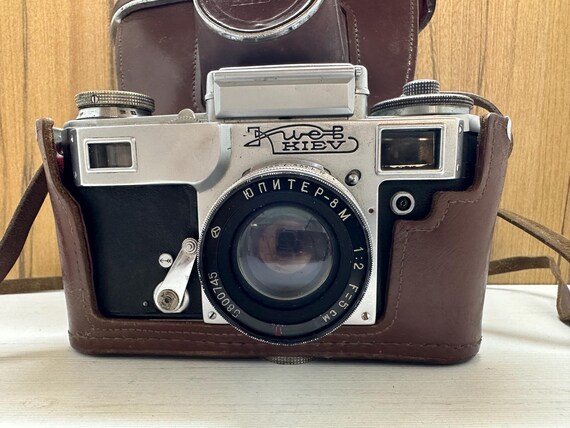 Vintage Rare Kyev Jupiter 8m Film Camera Solviet USSR Lens Soviet Retro Photo Prop Unique 35mm Collectible with Leather Case