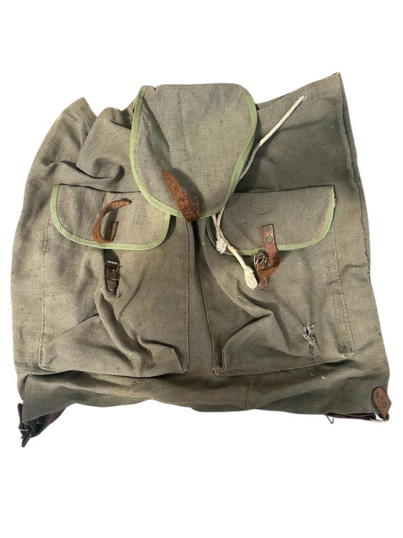 Very Old Military Bag Haversack Backpack Vintage Canvas Army