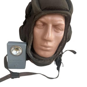 Vintage Military Army Winter Soldier Tankman Tanker Tank Unique Headset Old Unique Collectible with Vintage Flashlight Full Set