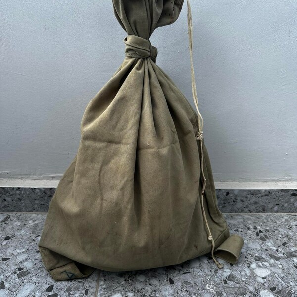 Vintage Military Communist Canvas Army Rucksack Haversack Bag Meshka 1965 year Tarpaulin  Tarpaulin