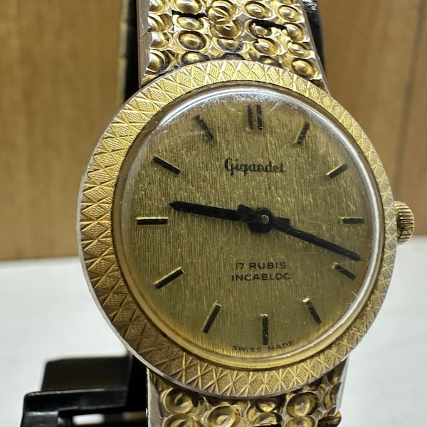 Reloj Genuino Gigandet Mecánico Hecho en Suiza Mujer Chapado en Oro 17 Rubis Incabloc Único