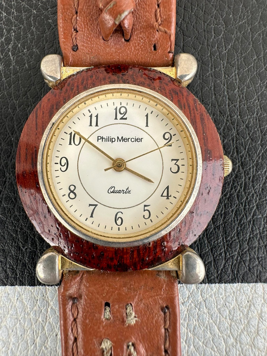 Luxury 18K Gold Electro Plated Woody Ladies Wrist Watch Philip
