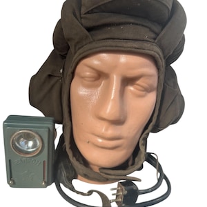 Original Military Vintage Army Helmet Tankman Tanker Tank Unique Old Soldier Equipment Collectible + Flashlight Gift Free
