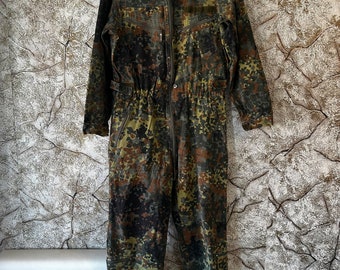 Vintage Military German Overalls Soldier Equipment 100 % Cotton Army Camouflage with Germany Flag 1994