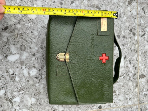Vintage Military Field Medic First Aid Leather Ba… - image 3
