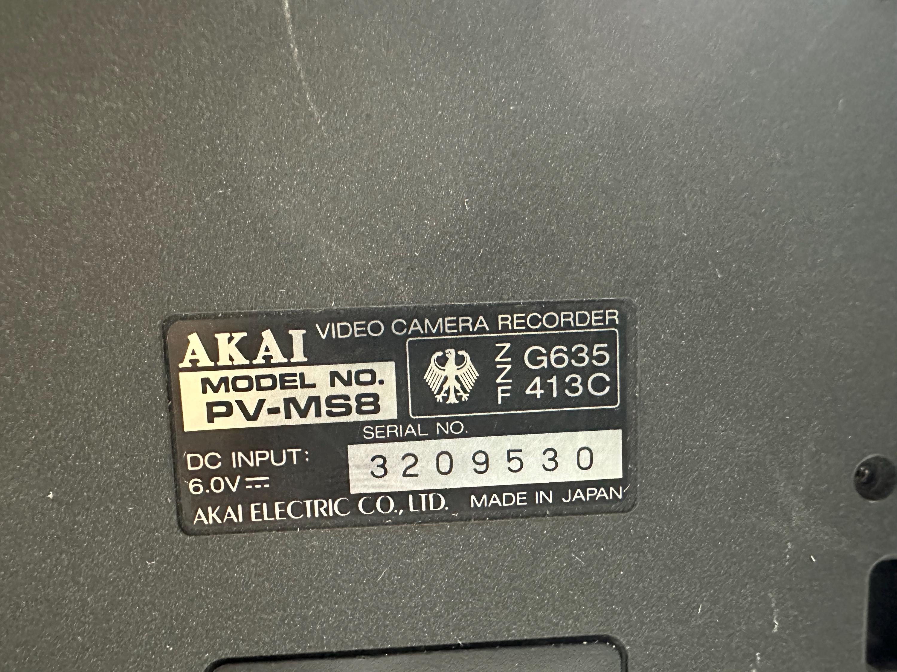 Vintage Rare AKAI Pv-ms8 Japan Handycam Inteligent Hq Video Camera