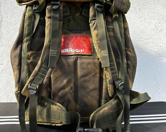 Vintage Military Huge Rucksack Backpack United Kingdom British Army Soldier Equipment Camouflage Collectible Canvas Backpack Haversack