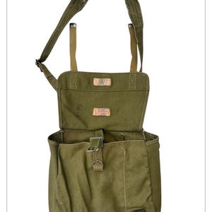 Vintage Genuine Military Romanian Shoulder Bag Haversack Tarpaulin Army Unisex Soldier Equipment Rare 1970 Year