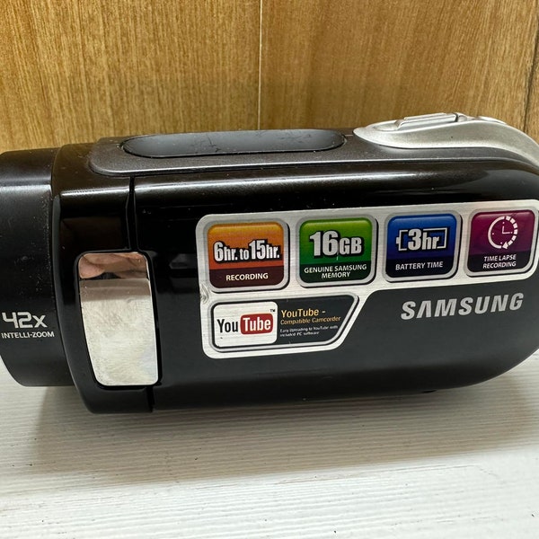 Samsung Schneider Kreuznach Video Digital Camcorder YouTube  16 GB Memory 42x Intelli Zoom Black Image Stabilization