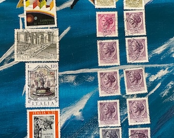 Lot of 31 Vintage Rare Postage Marks Stamps Italy Italian Poste Italiane Romagne Lire Federacione Calcio