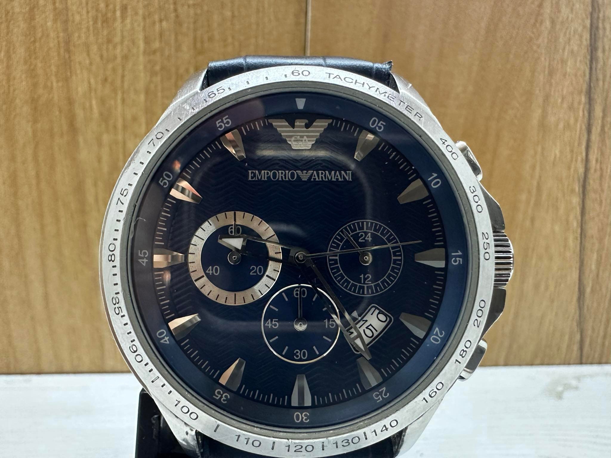 Emporio Armani Genuine Men Watch Blue Date Chrono 50 M Water