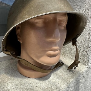 Vintage Military Helmet Mo F1 TTA Otan HR 1959 NATO French Army Soldier Equipment Manganese Steel Very Rare Amazing Granulated Khaki Green