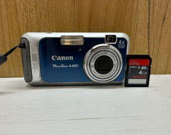 Canon PowerShot A460 Blue Digital Camera UltraCompact 5MP 4 X Optical Zoom 2,5 inches Lcd Optical + 4GB Memory Card