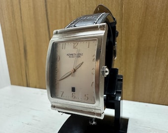 Wrist Watch Kenneth Cole Reaction Designer Japan Movement Miyota All Stainless Steel Genuine Leather Water Resistant