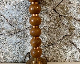 Vintage Einzigartige Art Deco Kerzenhalter Holz Messing Schwerer Kerzenhalter Reizend