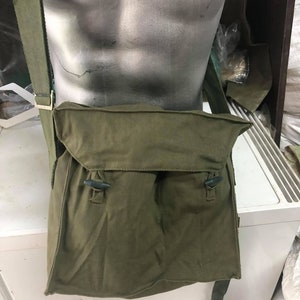 Véritable sac à bandoulière de l'armée militaire, sac à dos, sac à dos, neuf, toile vintage unisexe image 1
