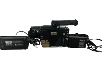 Professional Video Camera Sharp VL-C73 Camcorder Handycam 8x Zoom Variable Speed CCD Focus Made in Japan Cassette with Hard Case, battery,
