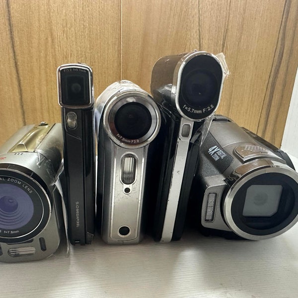 Lot von 5 Digitale Videokamera Toshiba Digilite Digicam Silver Crest Für Teile oder nicht funktionierende verschiedene Probleme Siehe Beschreibung