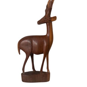Vintage Handmade Hand Carved Gazelle Antelope Carving 12 Inches Home Decor Collectible Unique Rare Mid Century Art Decorative