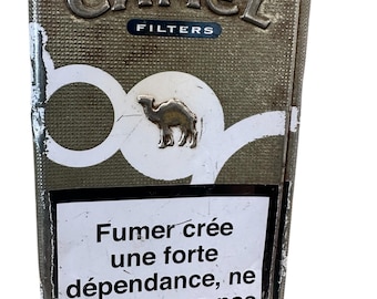 Vintage Unik Sällsynt Kamelfilter Cigarett Plåt Metallask Cigaretter Sällsynt Gammal Tillverkad i Frankrike