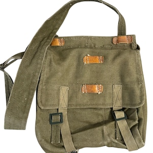 Borsa a tracolla/zaino vintage originale militare rumeno in telone, unisex, per soldati, raro, anno 1970