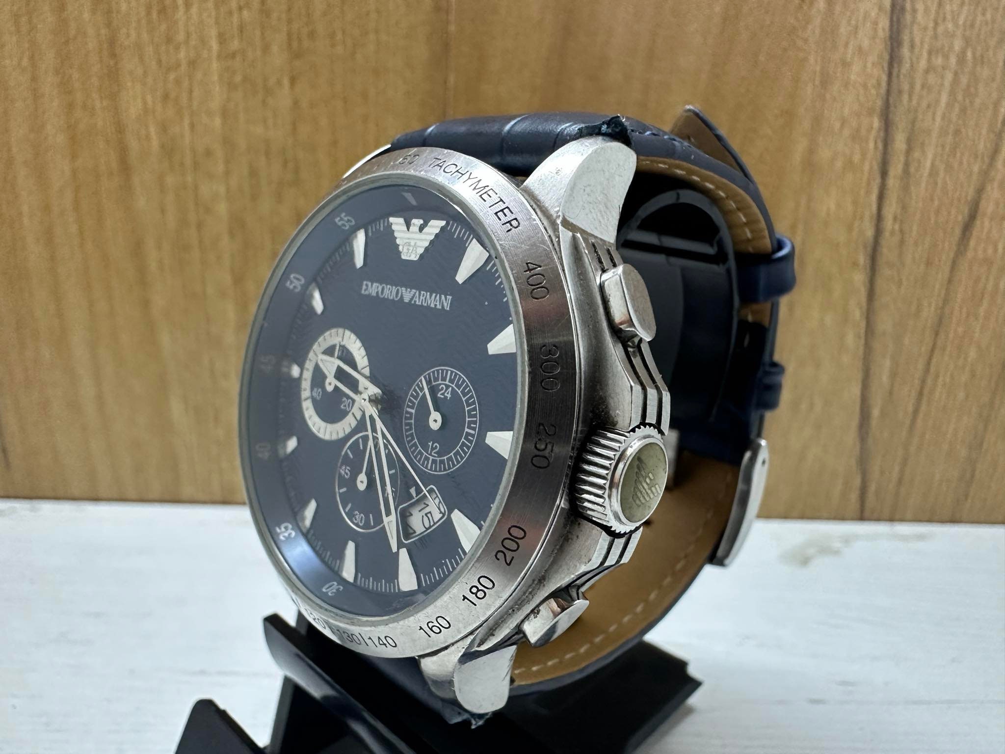 Emporio Armani Genuine Men Watch Blue Date Chrono 50 M Water