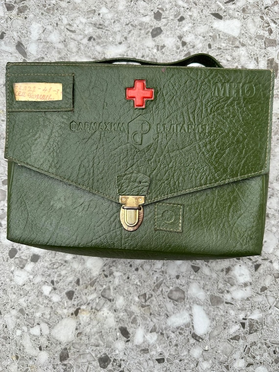 Vintage Military Field Medic First Aid Leather Ba… - image 8