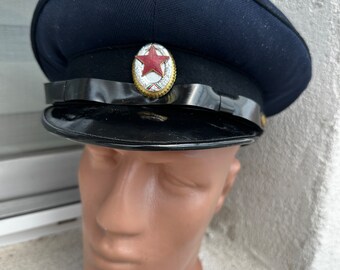 Vintage Military Officer Cap Parade Visor Hat Very Rare Soviet Star Antique Uniform