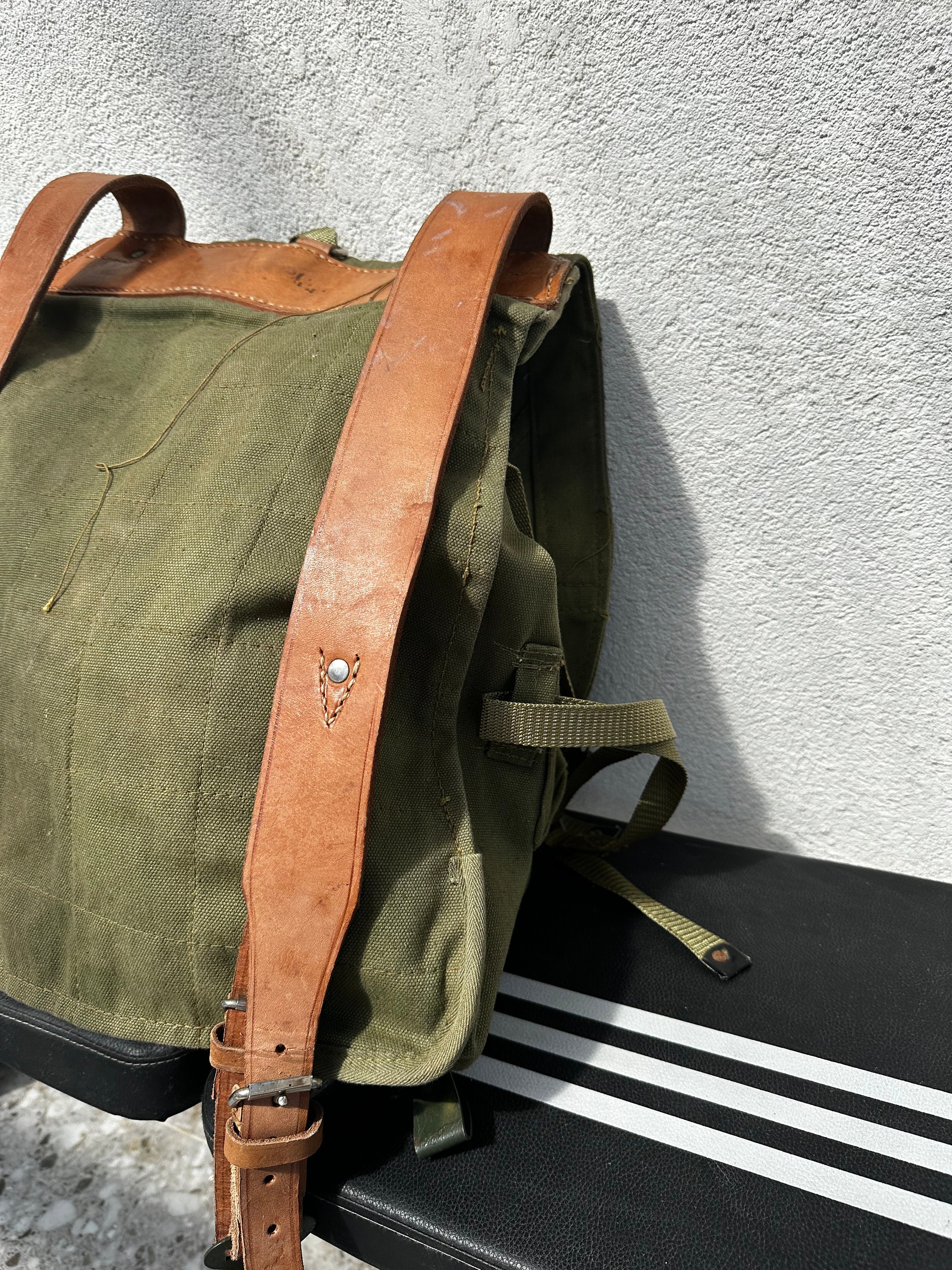 Großer Militär Rucksack, Vintage Armee Rucksack, Canvas Tasche - .de