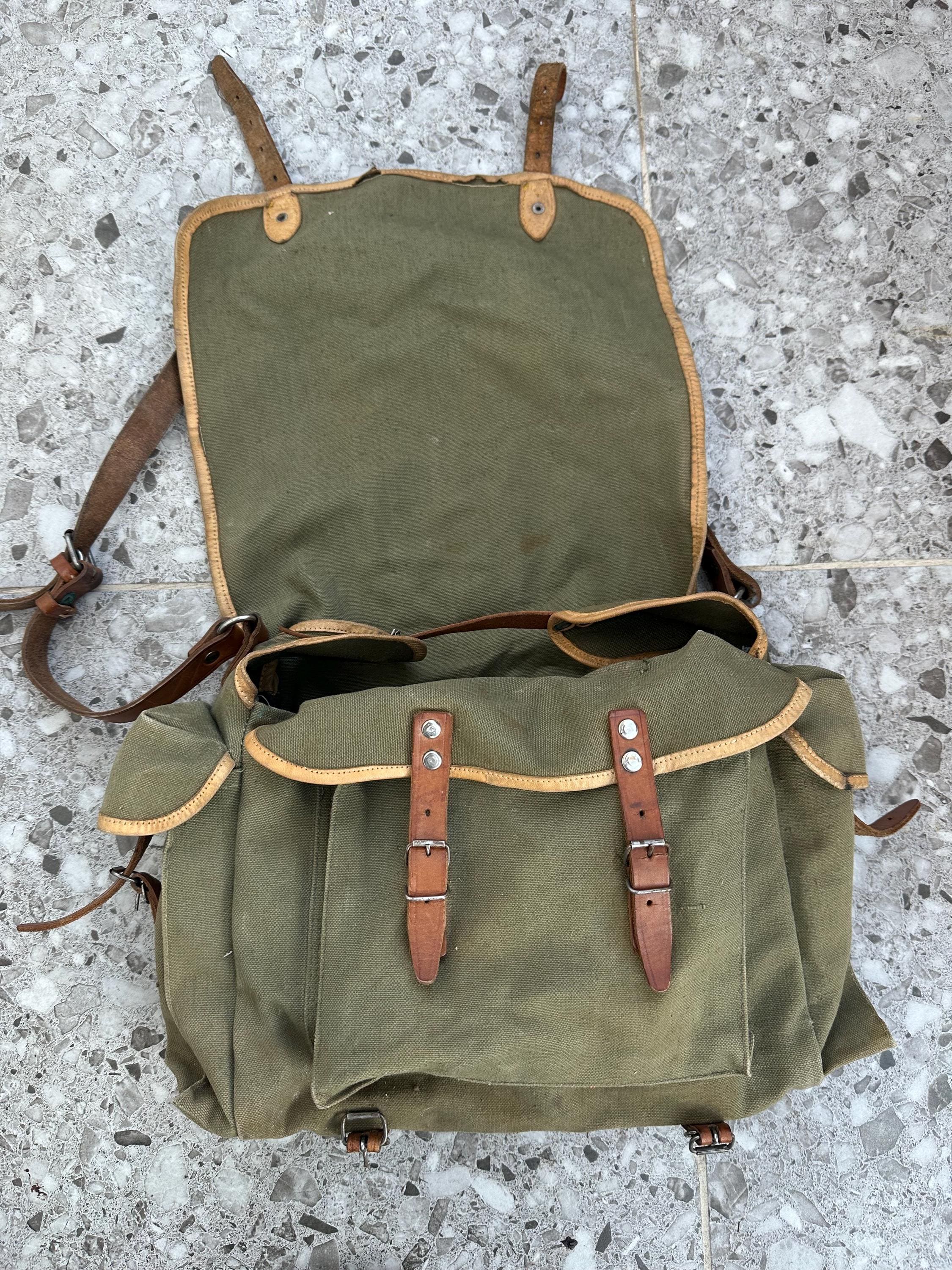 Vintage Genuine Military Bag Haversack Backpack Vintage Canvas