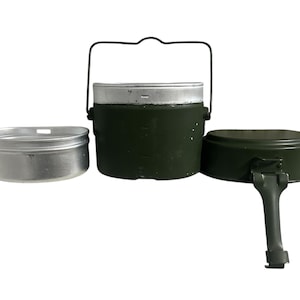 Vintage Military Army Mess Kit Combat Canteen Pure Aluminium Soldier Equipment Cooking Set 3 pieces