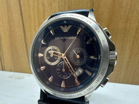 Emporio Armani Genuine Men Watch Blue Date Chrono 50 M Water