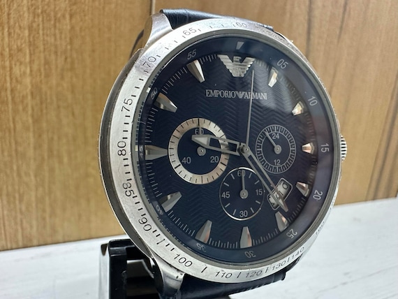 Emporio Armani Genuine Men Watch Blue Date Chrono 50 M Water