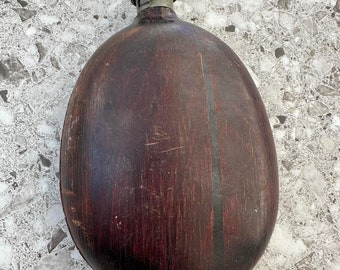 Vintage Original Aluminium Canteen Flask Water Bottle Army Soldier Equipment 1L Very Old Wooden Cover