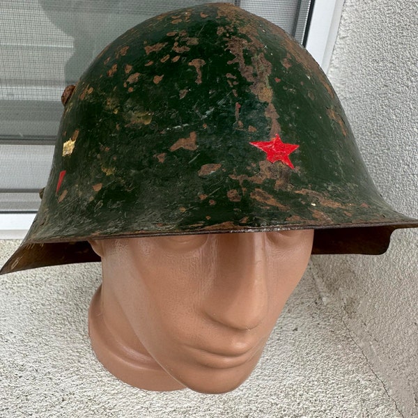 Vintage Military German Type Helmet M36 Bulgarian Army 1941 Original Soldier Equipment Genuine Leather