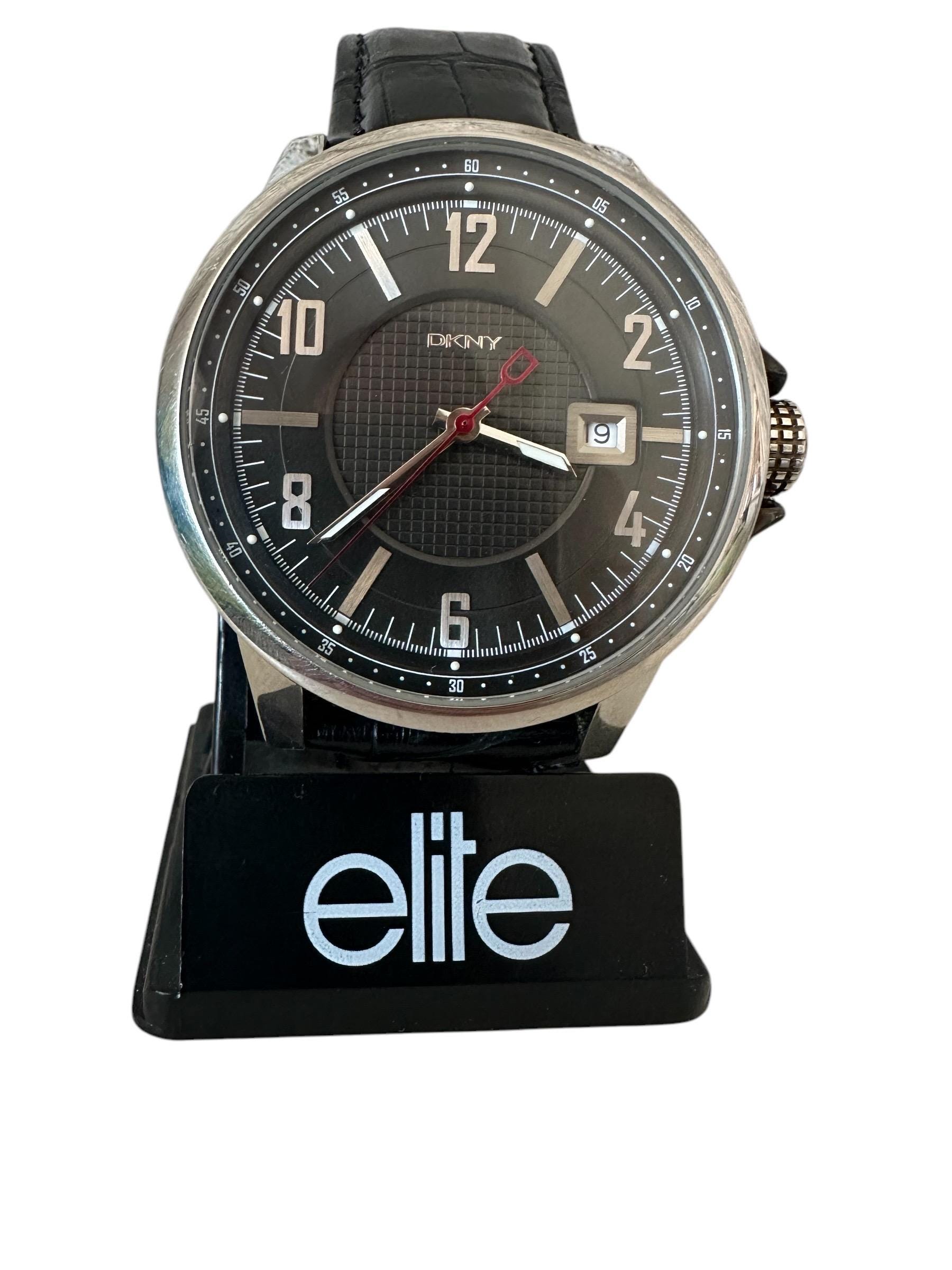 DKNY Black Stainless Steel Watch with White Dial Dkny Black Leather Strap Watch Silver Dial White Logo main image 4