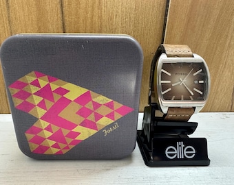 Authentique montre-bracelet pour homme Fossil Jr 9087 tout en acier inoxydable Bracelet en cuir véritable résistant à l'eau de 50 mètres