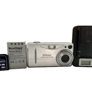 Nikon CoolPix 3700 Digital Camera 3X Optical Zoom 3 MP Compact Image Stabilization +  64Mb Memory card, Battery and Battery Charger