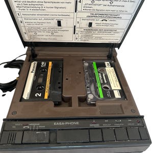 Vintage Unique Panasonic Double Portable Cassette Tape Recorder KX-T1405BS Player RQ-2739 Rare Old Made in Japan with 2 cassettes