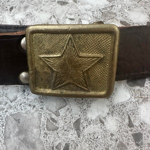 Vintage Military Army Soldier Equipment Sergeant's Belt Genuine Leather Brown 1940 Unique Collectible