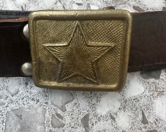 Vintage Military Army Soldier Equipment Sergeant's Belt Genuine Leather Brown 1940 Unique Collectible